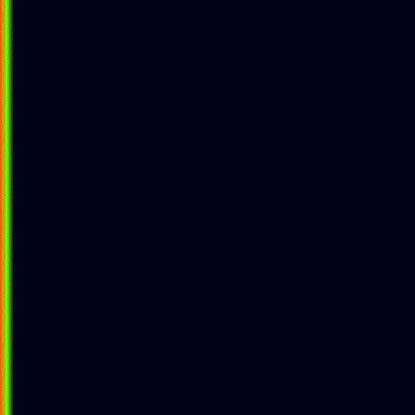 Visualization of the transmembrane voltage in meshalyzer when run with python3 run.py --visualize --no-AF --S2 345.